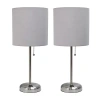 All The Rages Limelights Stick Lamp With Charging Outlet 2pc Table Lamp Set In Gray