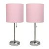 All The Rages Limelights Stick Lamp With Charging Outlet 2pc Table Lamp Set In Pink