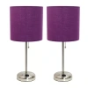 All The Rages Limelights Stick Lamp With Charging Outlet 2pc Table Lamp Set In Purple