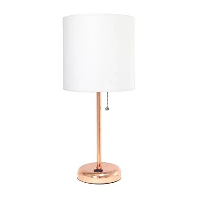 All The Rages Limelights Stick Lamp With Charging Outlet Table Lamp In Brown