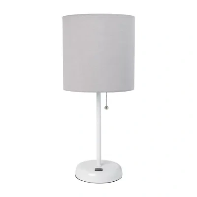 All The Rages Limelights Stick Lamp With Usb Charging Port And Fabric Shade In Gray