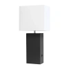 All The Rages Modern Leather Table Lamp With Usb In Black