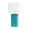 All The Rages Modern Leather Table Lamp With Usb In Blue