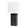 All The Rages Modern Leather Table Lamp With Usb In Brown
