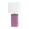 All The Rages Modern Leather Table Lamp With Usb In Purple