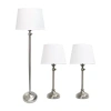 All The Rages Perennial Modern Manhattan Extendable Metal 3-pc. Lamp Set In Silver