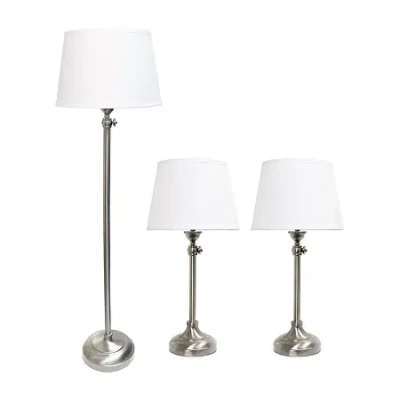 All The Rages Perennial Modern Manhattan Extendable Metal 3-pc. Lamp Set In Silver