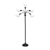 All The Rages Simple Designs 5 Light Adjustable Gooseneck Floor Lamp In Black