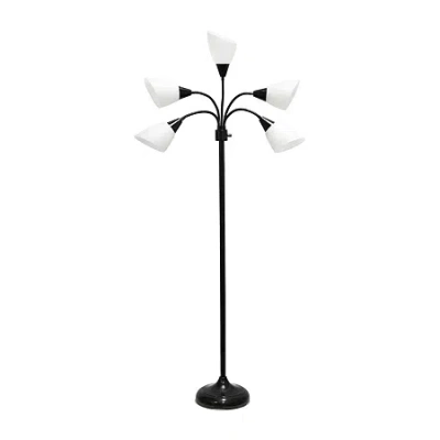 All The Rages Simple Designs 5 Light Adjustable Gooseneck Floor Lamp In Black