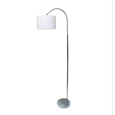 All The Rages Simple Designs Arched Brushed Nickel Floor Lamp In White
