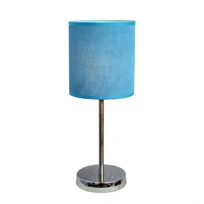All The Rages Simple Designs Chrome Mini Basic Table Lamp With Fabric Shade In Blue