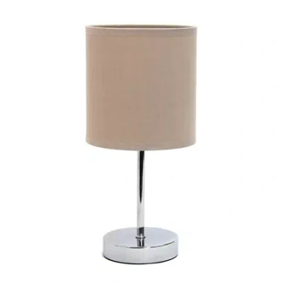 All The Rages Simple Designs Chrome Mini Basic Table Lamp With Fabric Shade In Gray