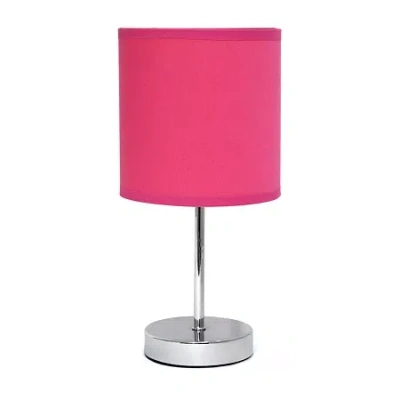 All The Rages Simple Designs Chrome Mini Basic Table Lamp With Fabric Shade In Pink