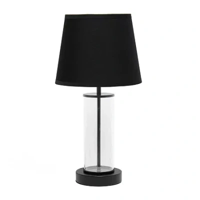 All The Rages Simple Designs Encased Metal And Clear Glass Table Lamp In Black