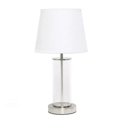 All The Rages Simple Designs Encased Metal And Clear Glass Table Lamp In Silver