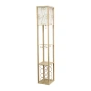All The Rages Simple Designs Floor Lamp Etagere Organizer Storage Shelf And Wine Rack With Linen Shade In Brown