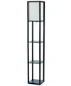 All The Rages Simple Designs Floor Lamp Etagere Organizer Storage Shelf With Linen Shade In Black