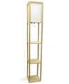 All The Rages Simple Designs Floor Lamp Etagere Organizer Storage Shelf With Linen Shade In Tan