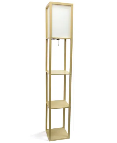 All The Rages Simple Designs Floor Lamp Etagere Organizer Storage Shelf With Linen Shade In Tan
