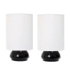 All The Rages Simple Designs Gemini Colors 2 Pack Mini Touch Table Lamp Set With Fabric Shades In Black
