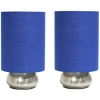 All The Rages Simple Designs Gemini Colors 2 Pack Mini Touch Table Lamp Set With Fabric Shades In Blue