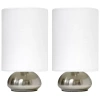 All The Rages Simple Designs Gemini Colors 2 Pack Mini Touch Table Lamp Set With Fabric Shades In Sand