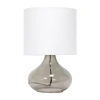 All The Rages Simple Designs Glass Raindrop Table Lamp With Fabric Shade In White