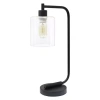 All The Rages Simple Designs Industrial Iron Lantern Desk Lamp With Glass Shade In Black