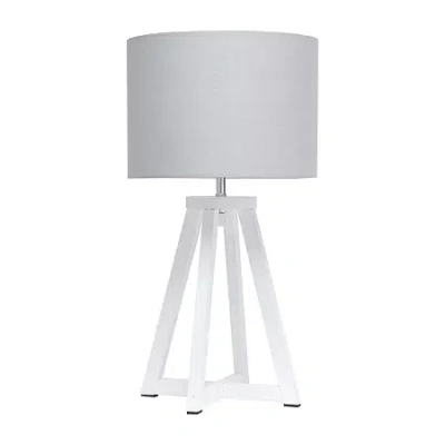 All The Rages Simple Designs Interlocked Triangular Wood Table Lamp In White