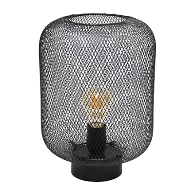 All The Rages Simple Designs Mesh Industrial Metal Table Lamp In Black