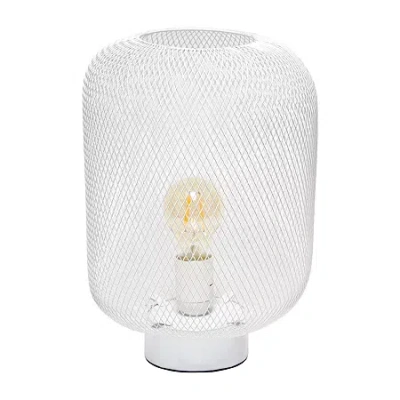 All The Rages Simple Designs Mesh Industrial Metal Table Lamp In White