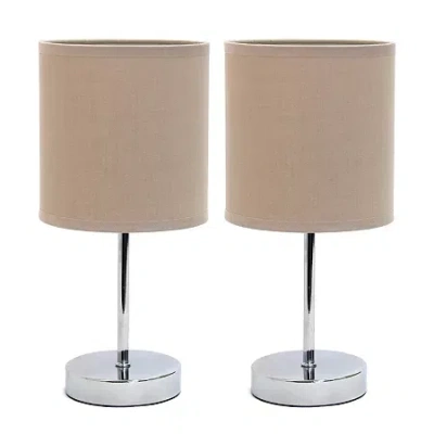 All The Rages Simple Designs Mini Basic 2 Pc Table Lamp Set In Gray