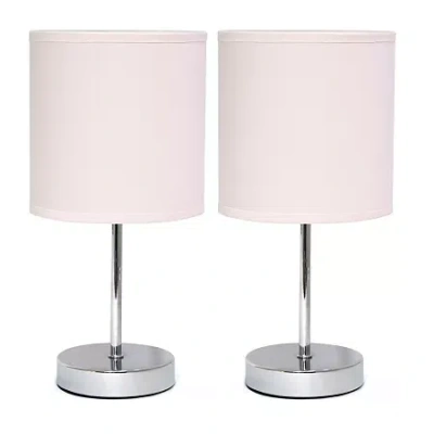 All The Rages Simple Designs Mini Basic 2 Pc Table Lamp Set In Pink