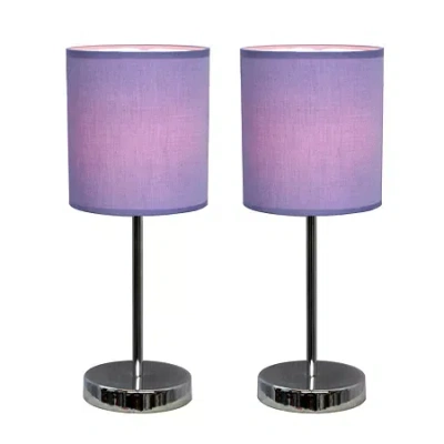 All The Rages Simple Designs Mini Basic 2 Pc Table Lamp Set In Purple