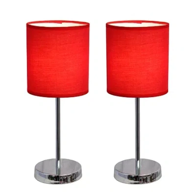 All The Rages Simple Designs Mini Basic 2 Pc Table Lamp Set In Red