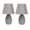All The Rages Simple Designs Mini Egg Oval Ceramic Table Lamp 2pk Set In Gray