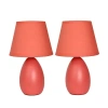 All The Rages Simple Designs Mini Egg Oval Ceramic Table Lamp 2pk Set In Orange