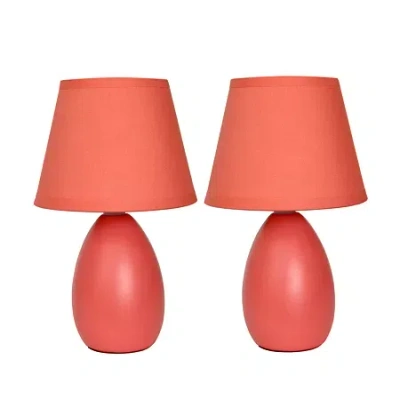 All The Rages Simple Designs Mini Egg Oval Ceramic Table Lamp 2pk Set In Orange