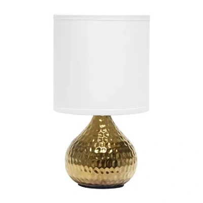 All The Rages Simple Designs Mini Hammered Porcelain Table Lamp In Yellow