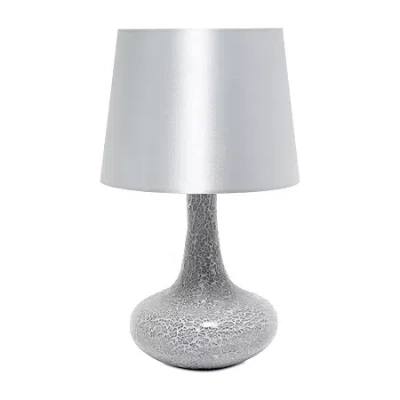 All The Rages Simple Designs Mosaic Tiled Glass Genie Table Lamp With Fabric Shade In Gray