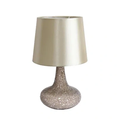 All The Rages Simple Designs Mosaic Tiled Glass Genie Table Lamp With Fabric Shade In Sand