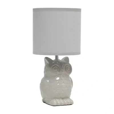 All The Rages Simple Designs Owl Ceramic Table Lamp In Gray
