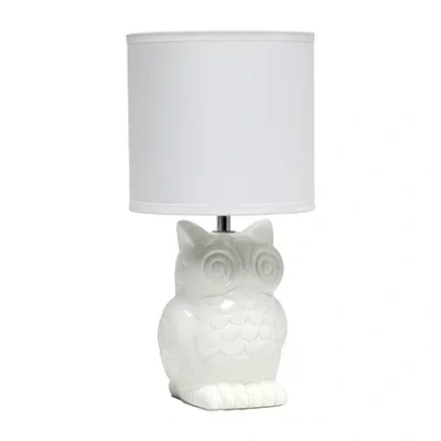 All The Rages Simple Designs Owl Ceramic Table Lamp In White