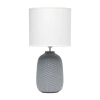 All The Rages Simple Designs Purled Texture Ceramic Table Lamp In Gray