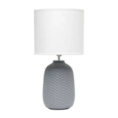 All The Rages Simple Designs Purled Texture Ceramic Table Lamp In Gray