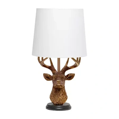 All The Rages Simple Designs Rustic Copper Deer With Antlers Table Lamp In Orange