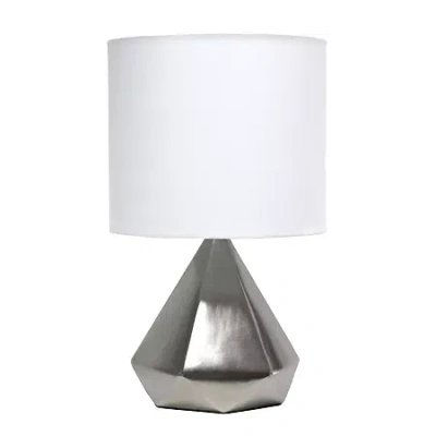 All The Rages Simple Designs Solid Pyramid Ceramic Table Lamp In Silver