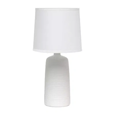 All The Rages Simple Designs Textured Linear Ceramic Table Lamp In White