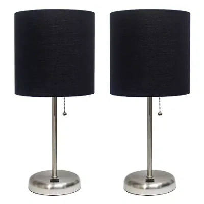 All The Rages Stick Lamp With Usb Charging Port Set Of 2 In Black