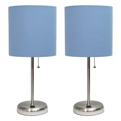 All The Rages Stick Lamp With Usb Charging Port Set Of 2 In Blue